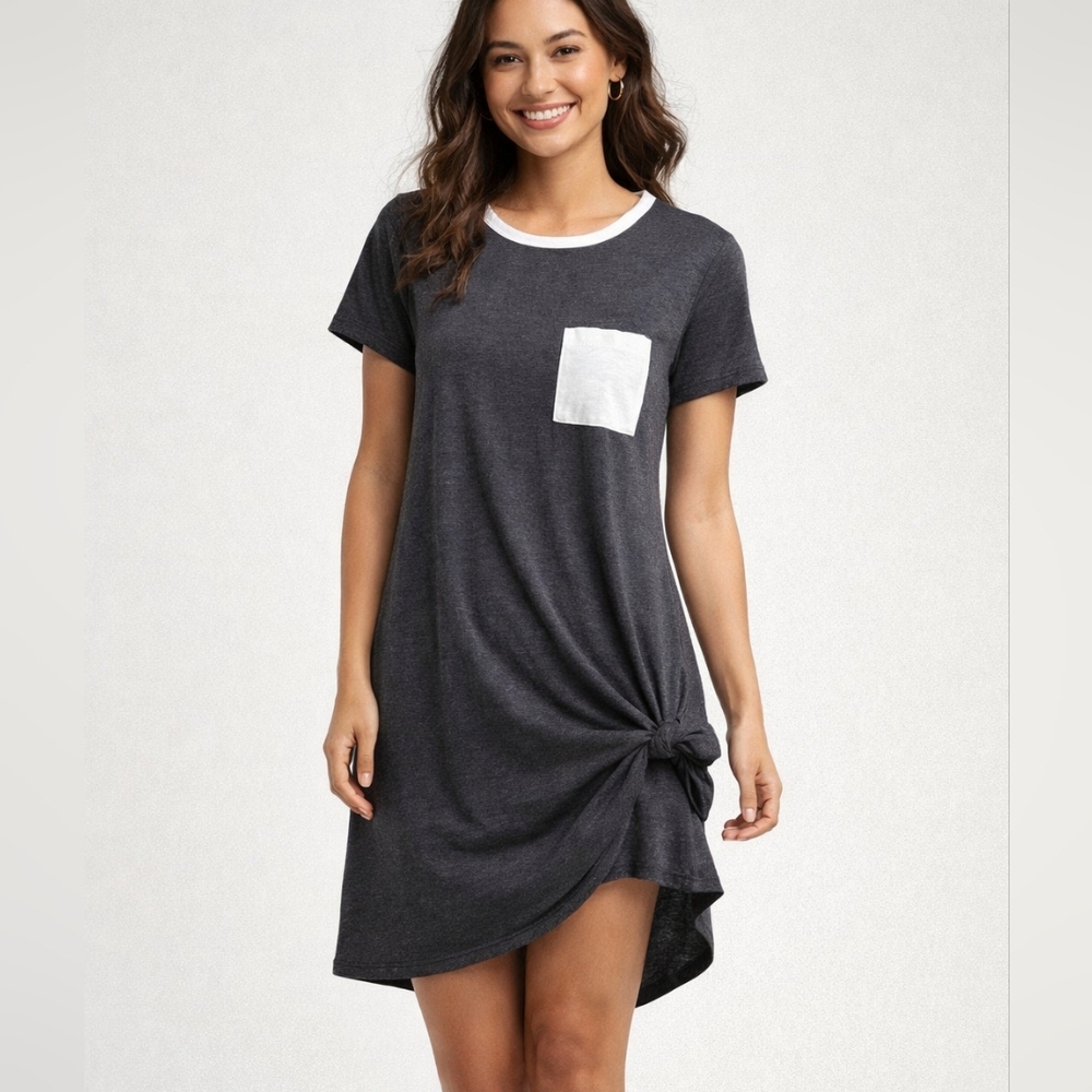 LuLaRoe Black High Low Dress with White Accents